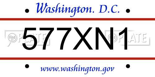 577XN1 District Of Columbia License Plate