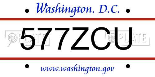 577ZCU District Of Columbia License Plate