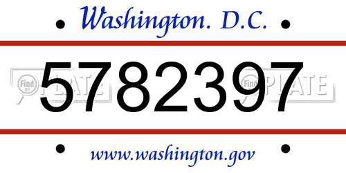 5782397 District Of Columbia License Plate