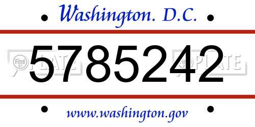 5785242 District Of Columbia License Plate