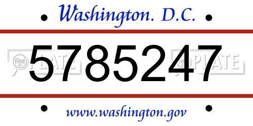 5785247 District Of Columbia License Plate