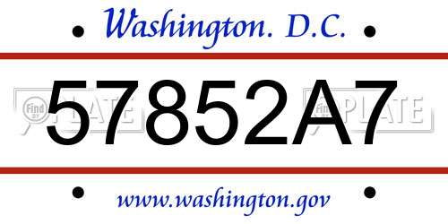 57852A7 District Of Columbia License Plate