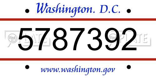5787392 District Of Columbia License Plate