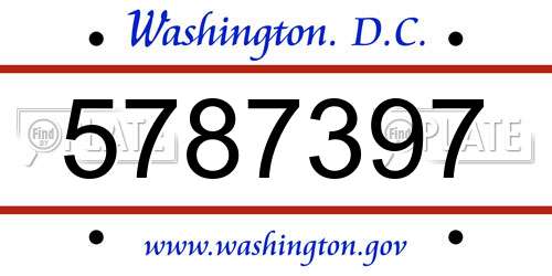 5787397 District Of Columbia License Plate