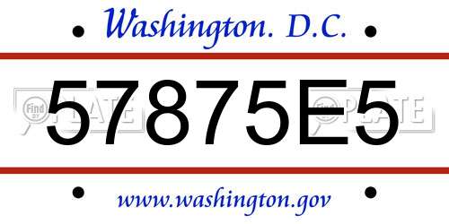 57875E5 District Of Columbia License Plate