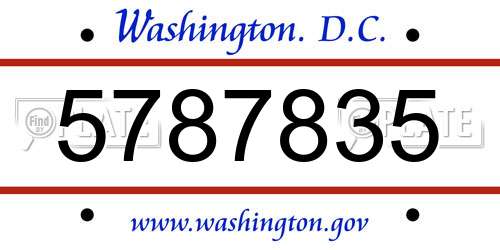 5787835 District Of Columbia License Plate