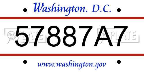 57887A7 District Of Columbia License Plate