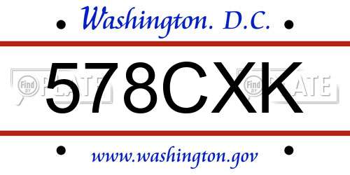 578CXK District Of Columbia License Plate