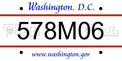 578M06 District Of Columbia License Plate
