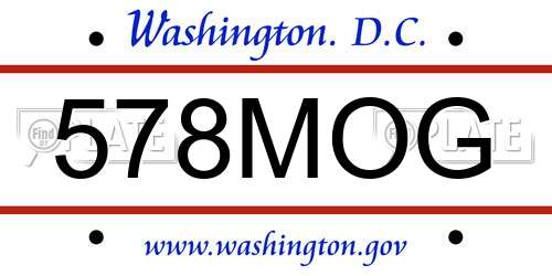 578MOG District Of Columbia License Plate