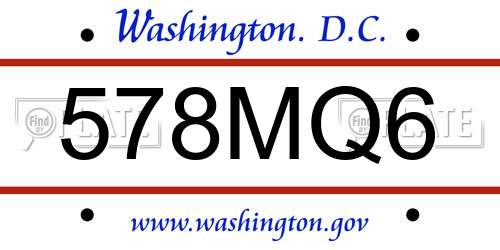 578MQ6 District Of Columbia License Plate