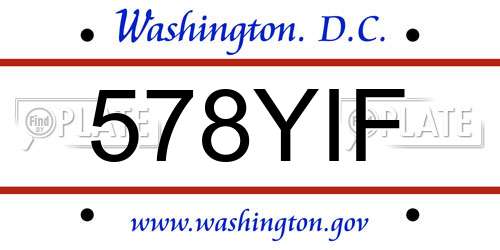 578YIF District Of Columbia License Plate