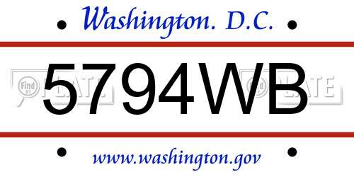 5794WB District Of Columbia License Plate