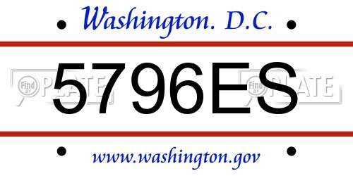 5796ES District Of Columbia License Plate