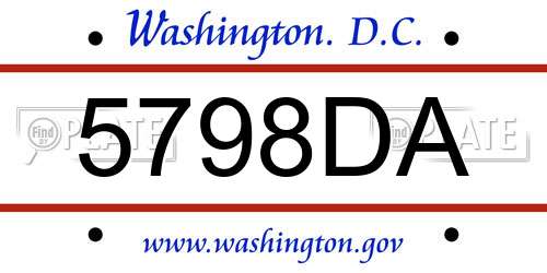 5798DA District Of Columbia License Plate