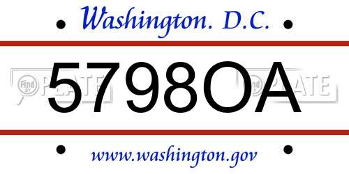 5798OA District Of Columbia License Plate