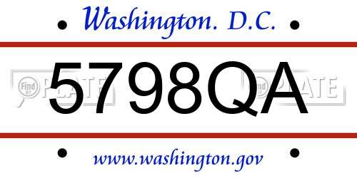 5798QA District Of Columbia License Plate