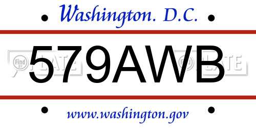 579AWB District Of Columbia License Plate