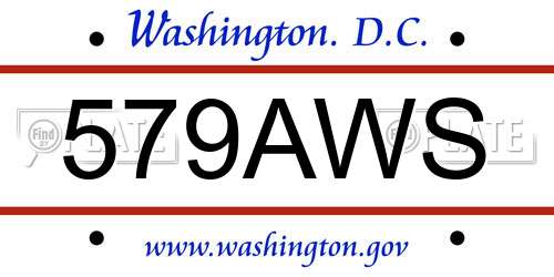 579AWS District Of Columbia License Plate