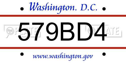579BD4 District Of Columbia License Plate