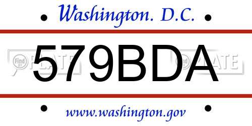 579BDA District Of Columbia License Plate