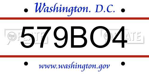 579BO4 District Of Columbia License Plate