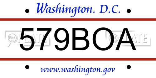 579BOA District Of Columbia License Plate