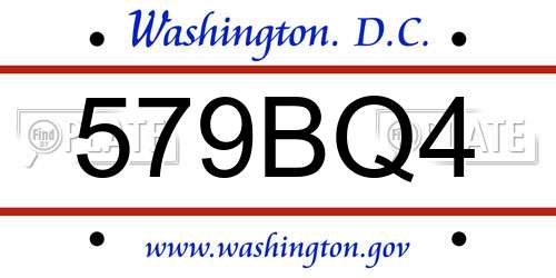 579BQ4 District Of Columbia License Plate
