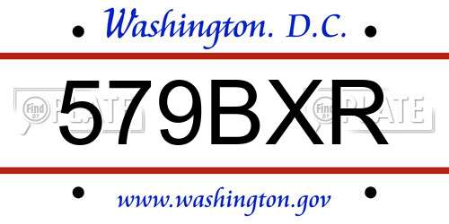 579BXR District Of Columbia License Plate