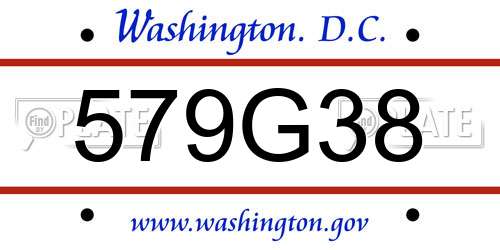 579G38 District Of Columbia License Plate