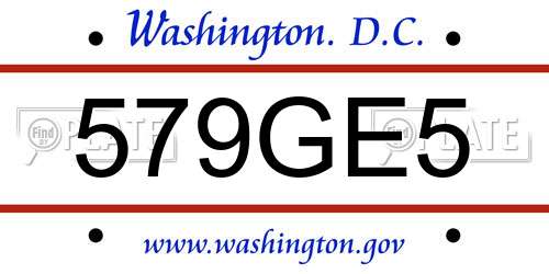 579GE5 District Of Columbia License Plate