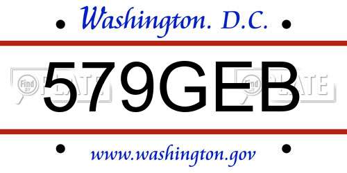 579GEB District Of Columbia License Plate