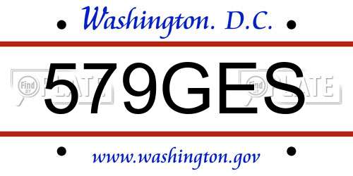 579GES District Of Columbia License Plate