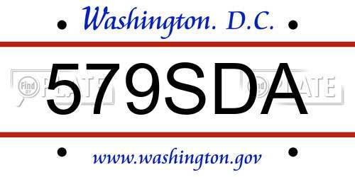 579SDA District Of Columbia License Plate