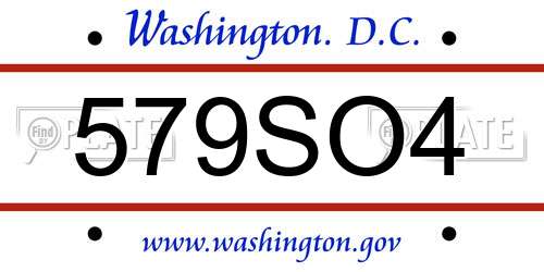 579SO4 District Of Columbia License Plate