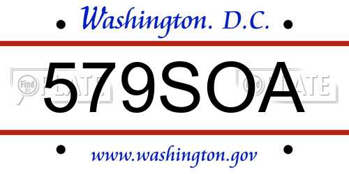579SOA District Of Columbia License Plate