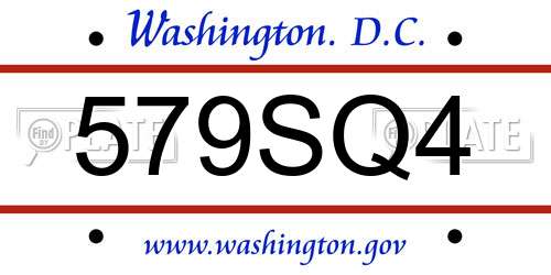 579SQ4 District Of Columbia License Plate