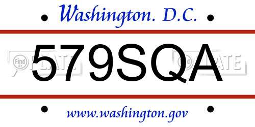 579SQA District Of Columbia License Plate