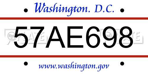 57AE698 District Of Columbia License Plate