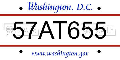 57AT655 District Of Columbia License Plate