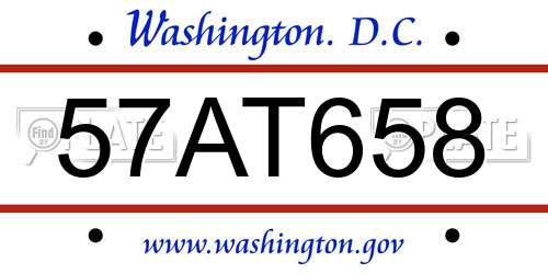57AT658 District Of Columbia License Plate