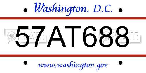 57AT688 District Of Columbia License Plate