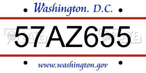 57AZ655 District Of Columbia License Plate