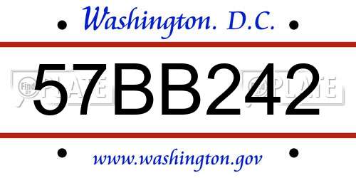 57BB242 District Of Columbia License Plate