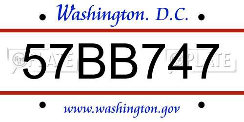 57BB747 District Of Columbia License Plate