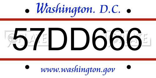 57DD666 District Of Columbia License Plate