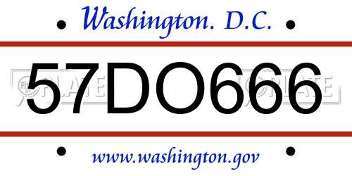 57DO666 District Of Columbia License Plate