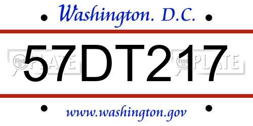 57DT217 District Of Columbia License Plate