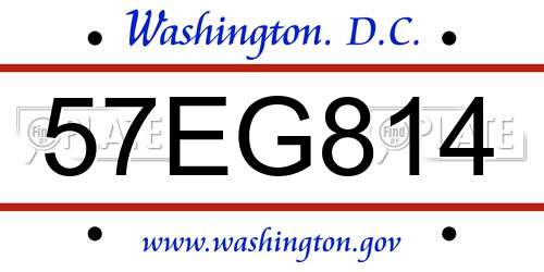 57EG814 District Of Columbia License Plate
