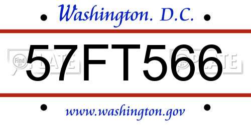 57FT566 District Of Columbia License Plate